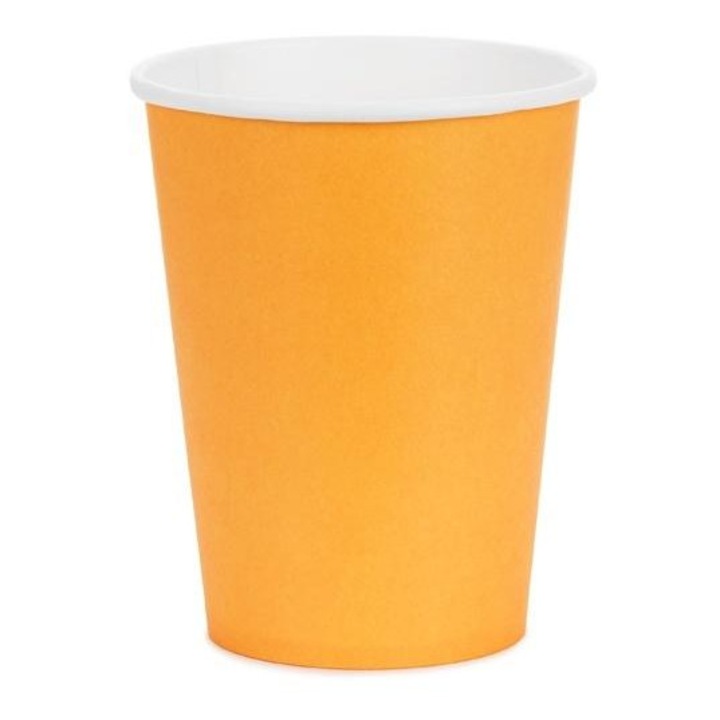 PartyDeco 787799 papírpoharak, 250 ml, világos narancssárga, 6 db-os szett