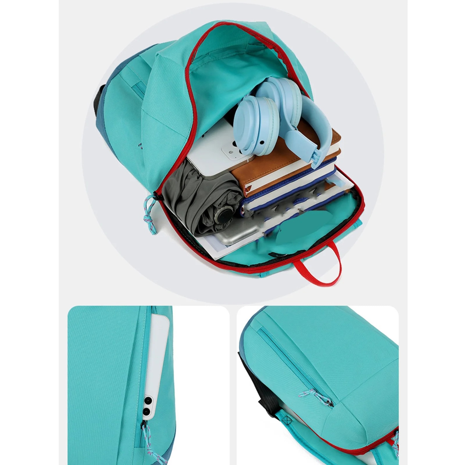 YANYXR, rucsac laptop din material textil cu baza din PU rezistent la apa, convertibil cu buzunare multiple, BCS3251863, gri/maro
