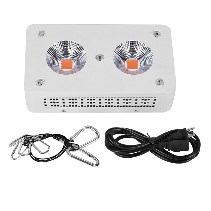 Lampa LED grow pentru plante ZYBLSSBB LSM2xh1388-BCS0036331, full spectrum, 130 W operare (ideal 155 W), 2 module (2 barrels), AC100-265V, alb, acoperire ~1 m²