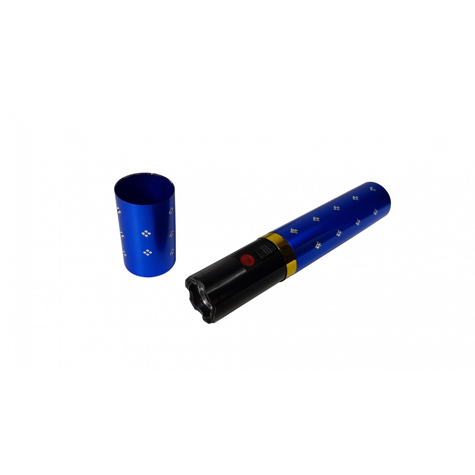 Mini electrosoc in forma de ruj cu lanterna albastru