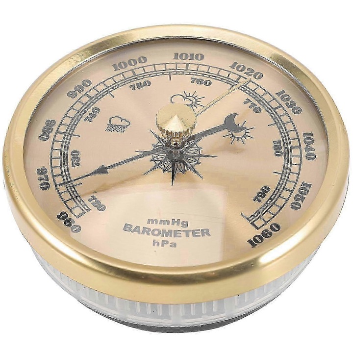 Barometru aneroid FG123K0225-260807-2661, interval masurare 960–1060 hPa, metal si plastic, pentru interior/exterior, auriu