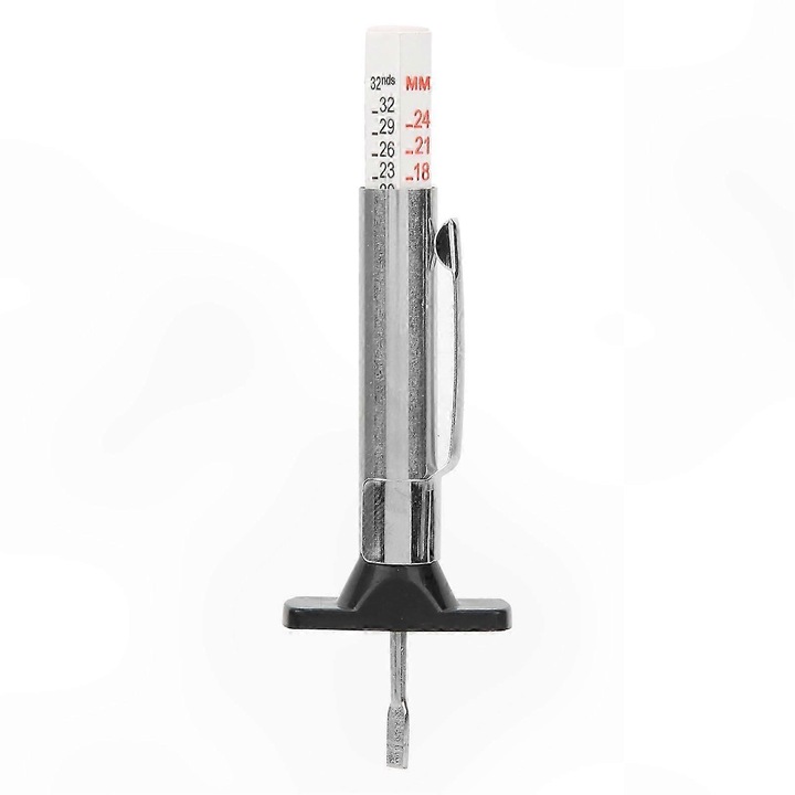 Grosimetru adancime profil anvelope FG123K0225-260807-3404, din otel inox si ABS, 0–25 mm, argintiu/negru