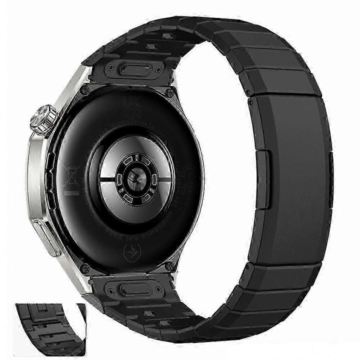 Curea ceas din aliaj de titan cu design cu segmente, pentru Huawei Watch GT 5 Pro 46 mm, negru, 22 mm, 180 mm