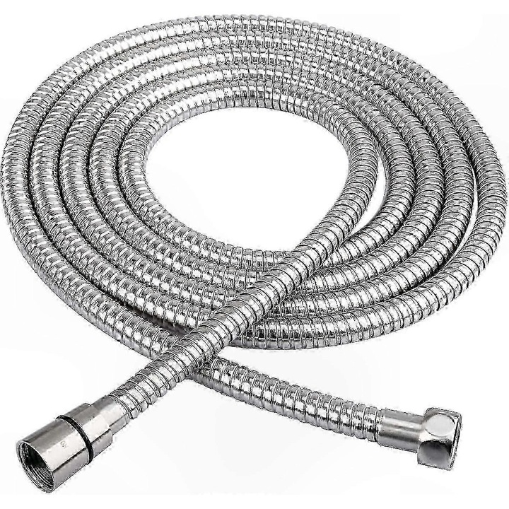 Furtun de dus FG123K0225-260807-3724, exterior din otel inoxidabil 304, tub interior EPDM, design 360° anti-incurcare, inserturi din alama, cromat, extra lung