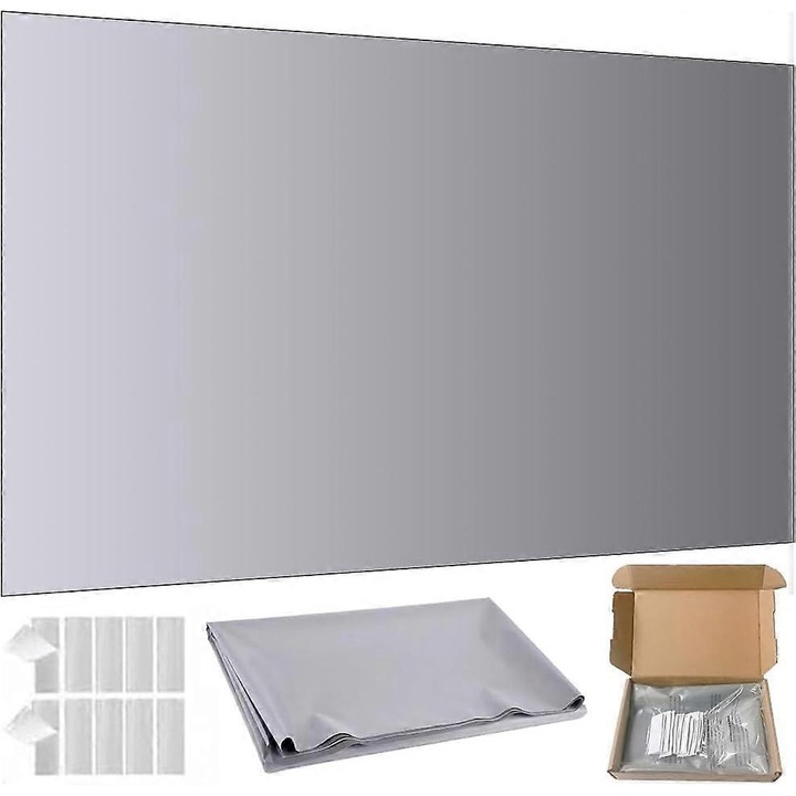Ecran proiector pliabil FG123K0225-260807-1018, 4K HD cu acoperire anti-lumina metalica, pentru 16:9/4:3, rezistent la sifonare cu spate negru, gri/negru, marimi 30"–120"