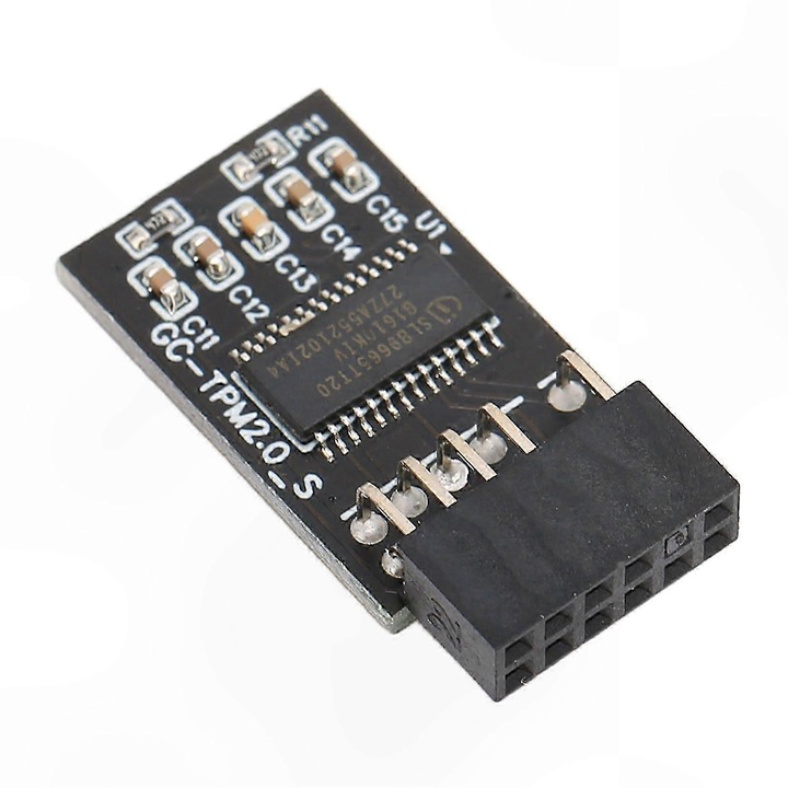 Modul TPM 2.0 FG123K0225-260807-4325, interfata LPC 12 pini, placa PCB, compatibil cu B550/B450/B460, suport Windows 7/8.1/10/11, negru, 1 buc.