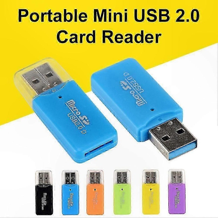 Cititor de card microSD FG123K0225-260807-4547, USB 2.0, compatibil microSD/microSDHC, plug-and-play, mini, plastic, negru