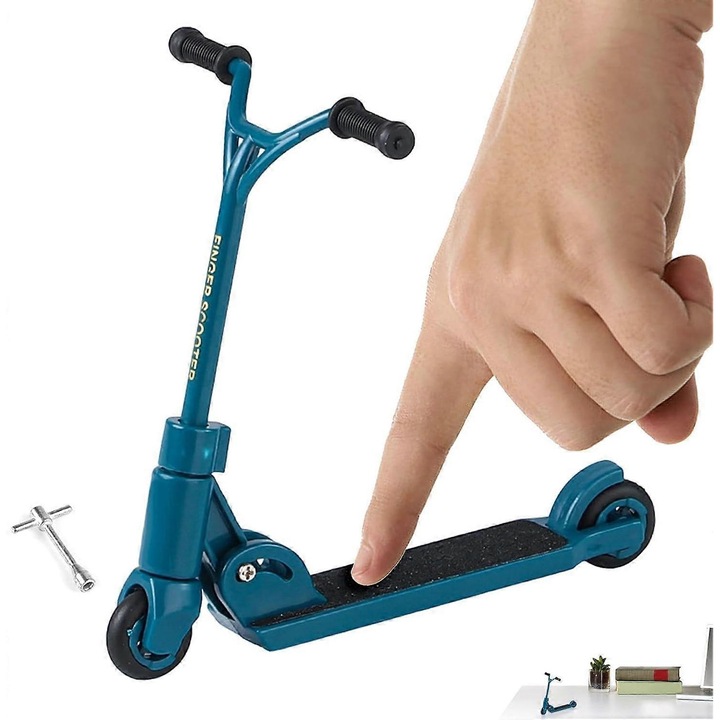 Trotineta mini pentru degete FG123K0225-260807-2069, pliabila, metalica pentru birou/desktop, albastru