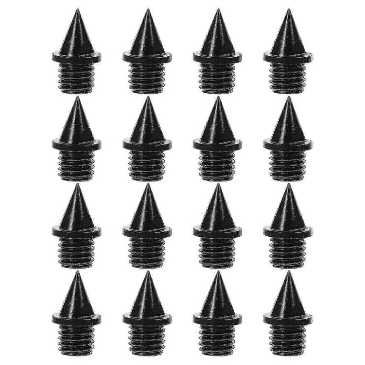 Varfuri pentru pantofi de atletism FG123K0225-260807-2922, metal rezistent la coroziune, filetate, 1,5 x 0,7 x 0,7 cm, negru, pachet 16 buc