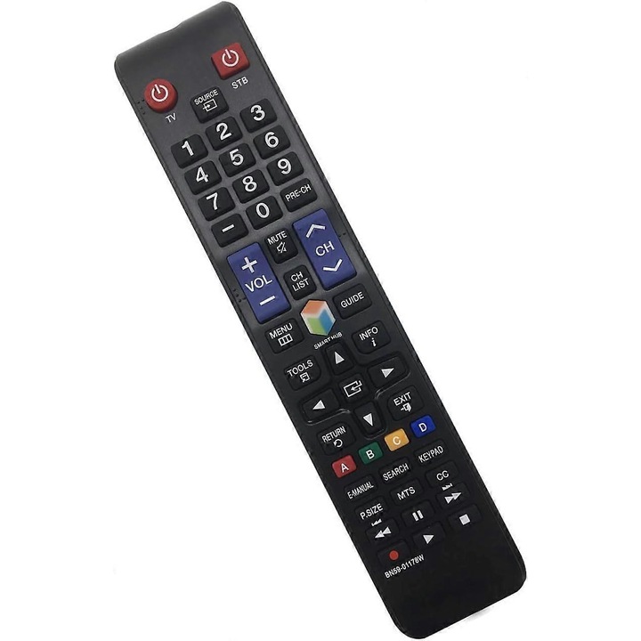 Telecomanda de inlocuire pentru Samsung BN59-01178W, compatibila cu BN59-01199F/BN59-00857A/AA59-00637A/AA59-00652A/BN59-01259E si modele Smart TV Samsung, negru