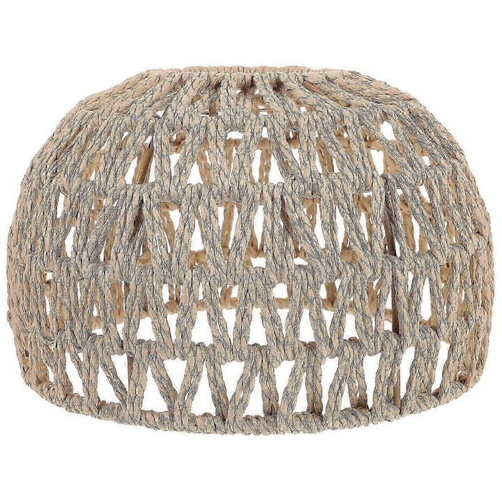 Abajur din franghie impletita FG123K0225-260807-2987, cu structura metalica, natural, 22 x 22 x 14 cm