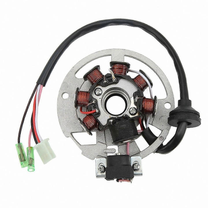Bobina stator magnetou FG123K0225-260807-3407, compatibila OE 0450523/0451000/0450522/0450998/650234, pentru Polaris Scrambler 50/90, Sportsman 90, Predator 50/90 si modele Eton 50/70/90, metalic/cupru