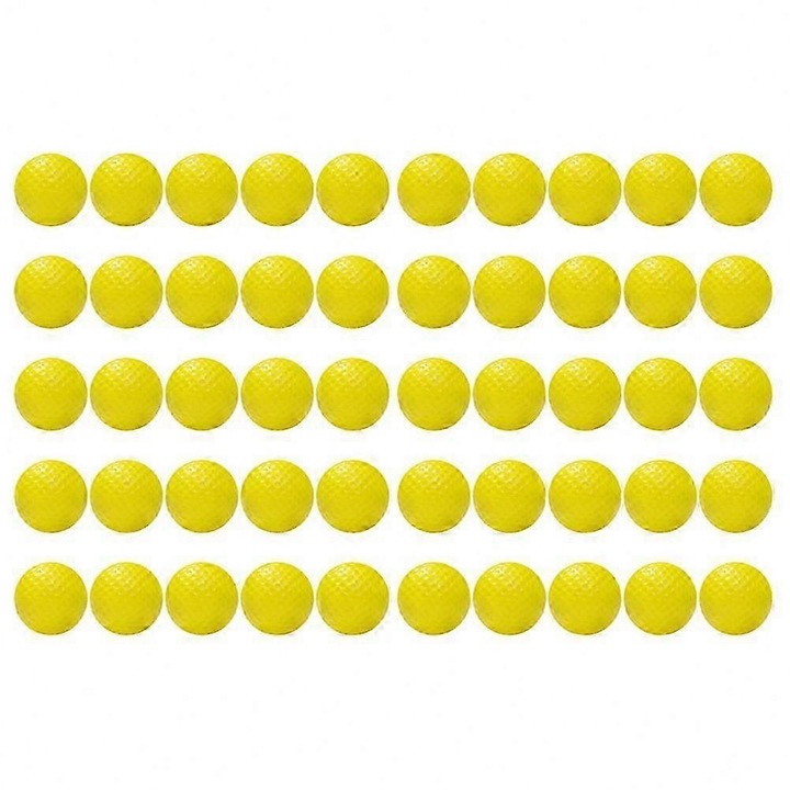 Mingi de antrenament pentru golf FG123K0225-260807-3991, din PU moale, 42 mm, 9–10 g, galben, set 50 buc