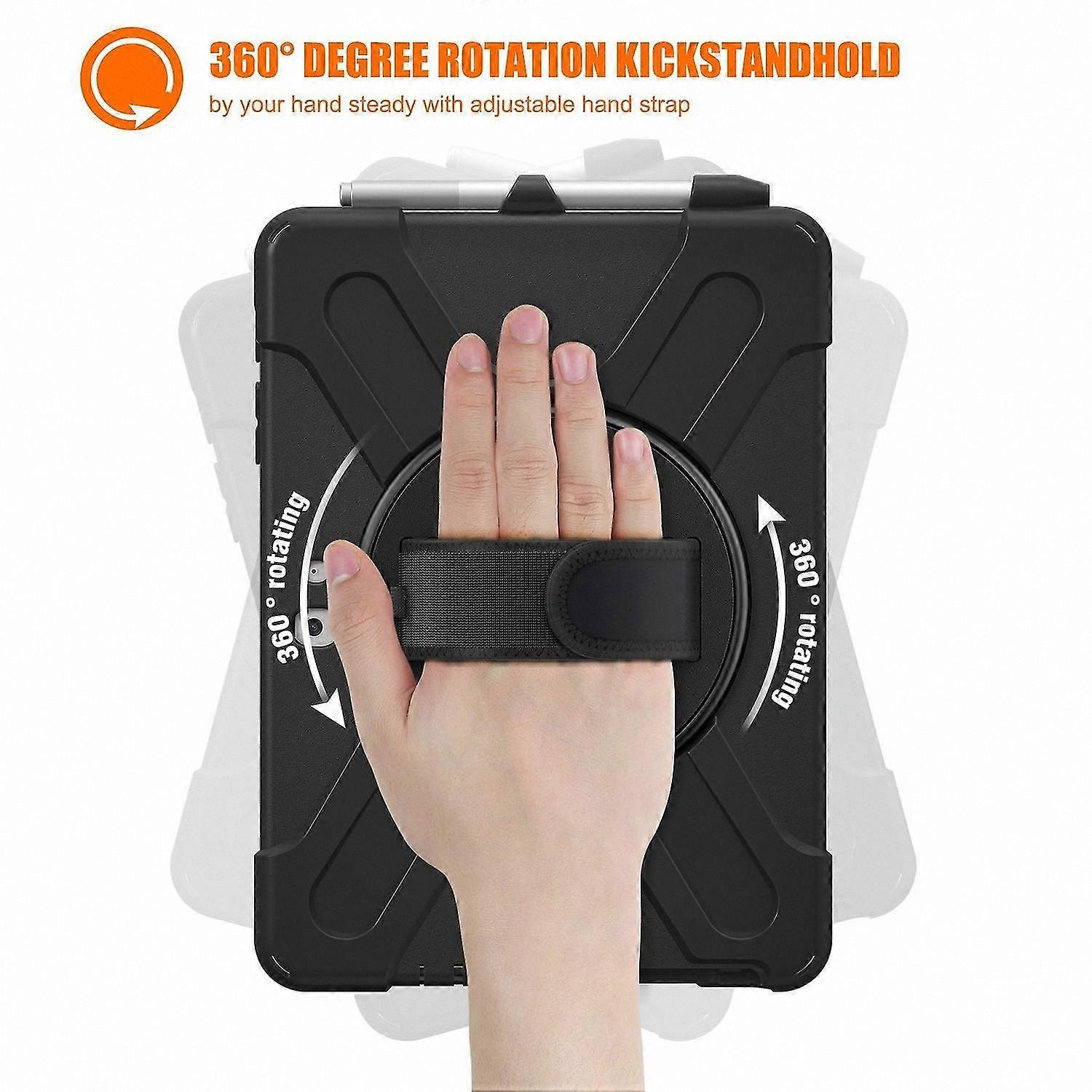 Husa de protectie pentru Surface Go FG123K0225-260807-5635, antisoc din silicon si policarbonat, suport rotativ, curea de umar si banda pentru mana, slot pentru stylus, negru