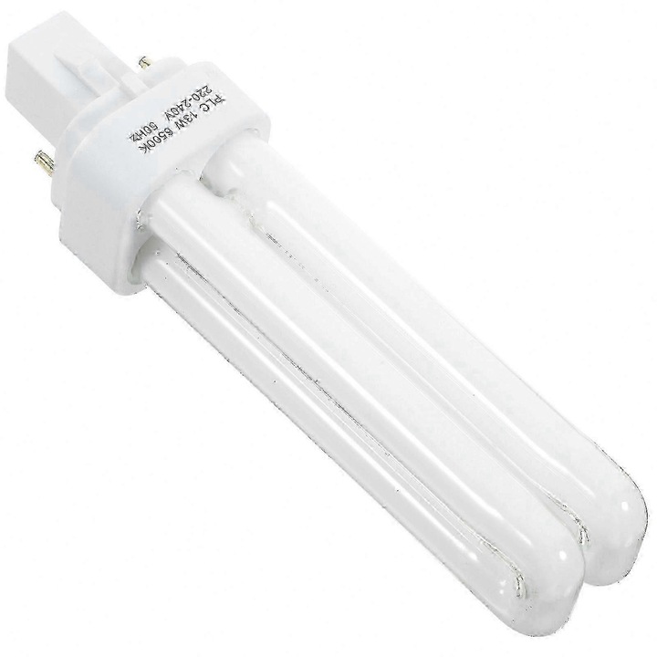 Bec fluorescent compact 2U 13W FG123K0225-260807-4355, soclu 2 pini, alb, set 4 buc