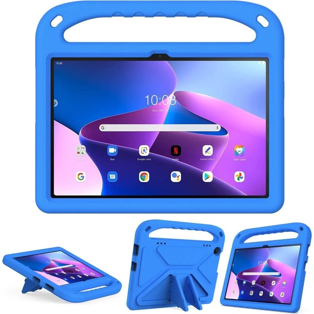 Husa protectoare pentru Lenovo Tab M10 Gen 3 K0345-0808-KFCJ-xw161, antisoc pentru copii, cu maner si suport incorporat, albastru