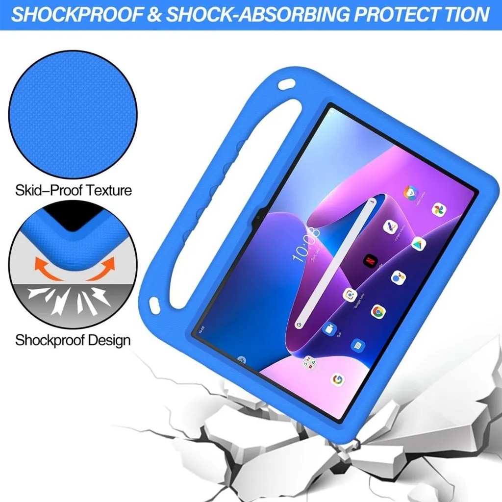 Husa protectoare pentru Lenovo Tab M10 Gen 3 K0345-0808-KFCJ-xw161, antisoc pentru copii, cu maner si suport incorporat, albastru