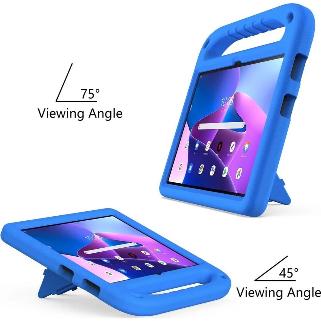 Husa protectoare pentru Lenovo Tab M10 Gen 3 K0345-0808-KFCJ-xw161, antisoc pentru copii, cu maner si suport incorporat, albastru
