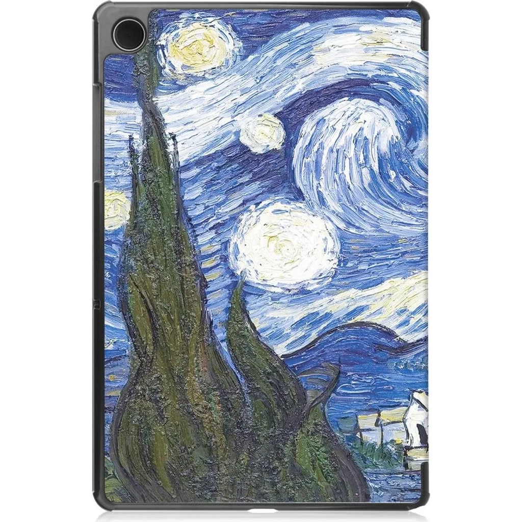 Husa pentru Samsung Galaxy Tab A9 K0345-0808-KFCJ-xw91, suport pliabil tri-fold, functie sleep/wake, imprimat Starry Night, multicolor