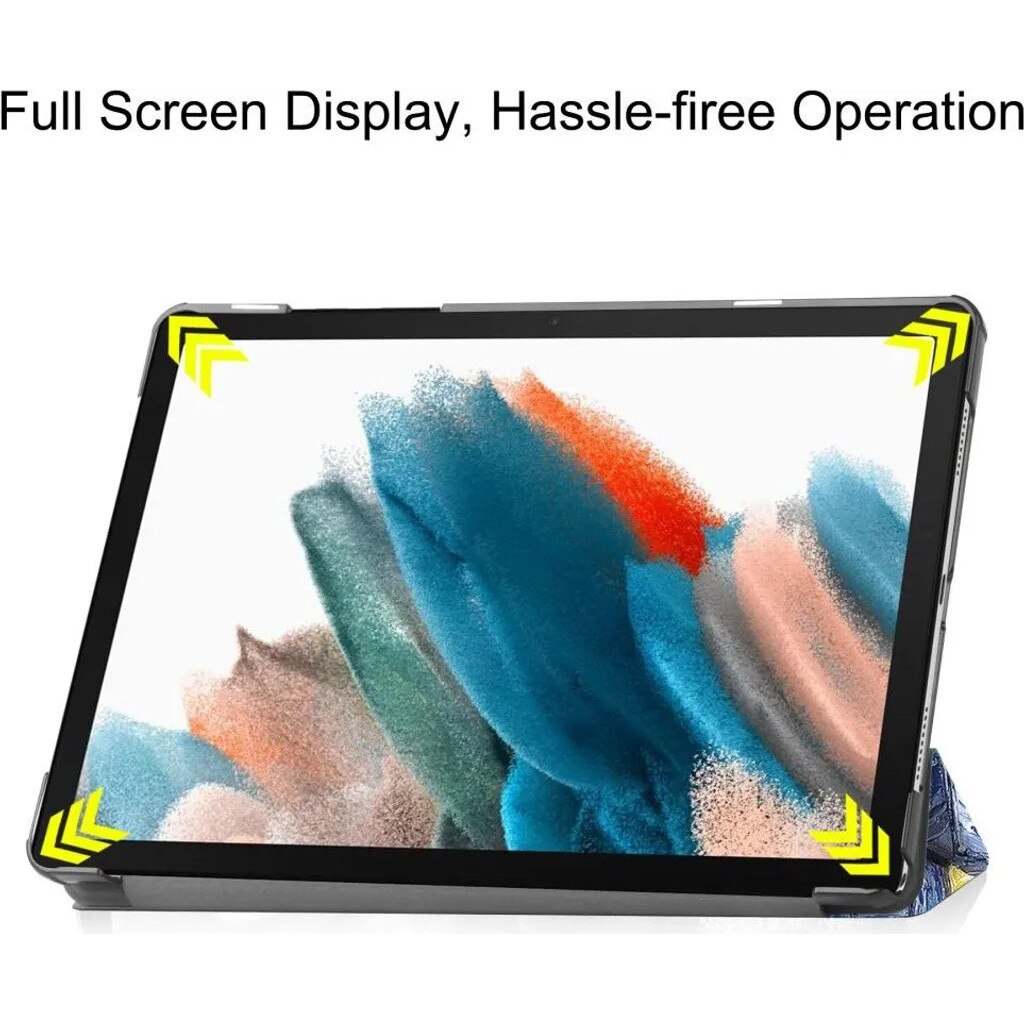 Husa pentru Samsung Galaxy Tab A9 K0345-0808-KFCJ-xw91, suport pliabil tri-fold, functie sleep/wake, imprimat Starry Night, multicolor