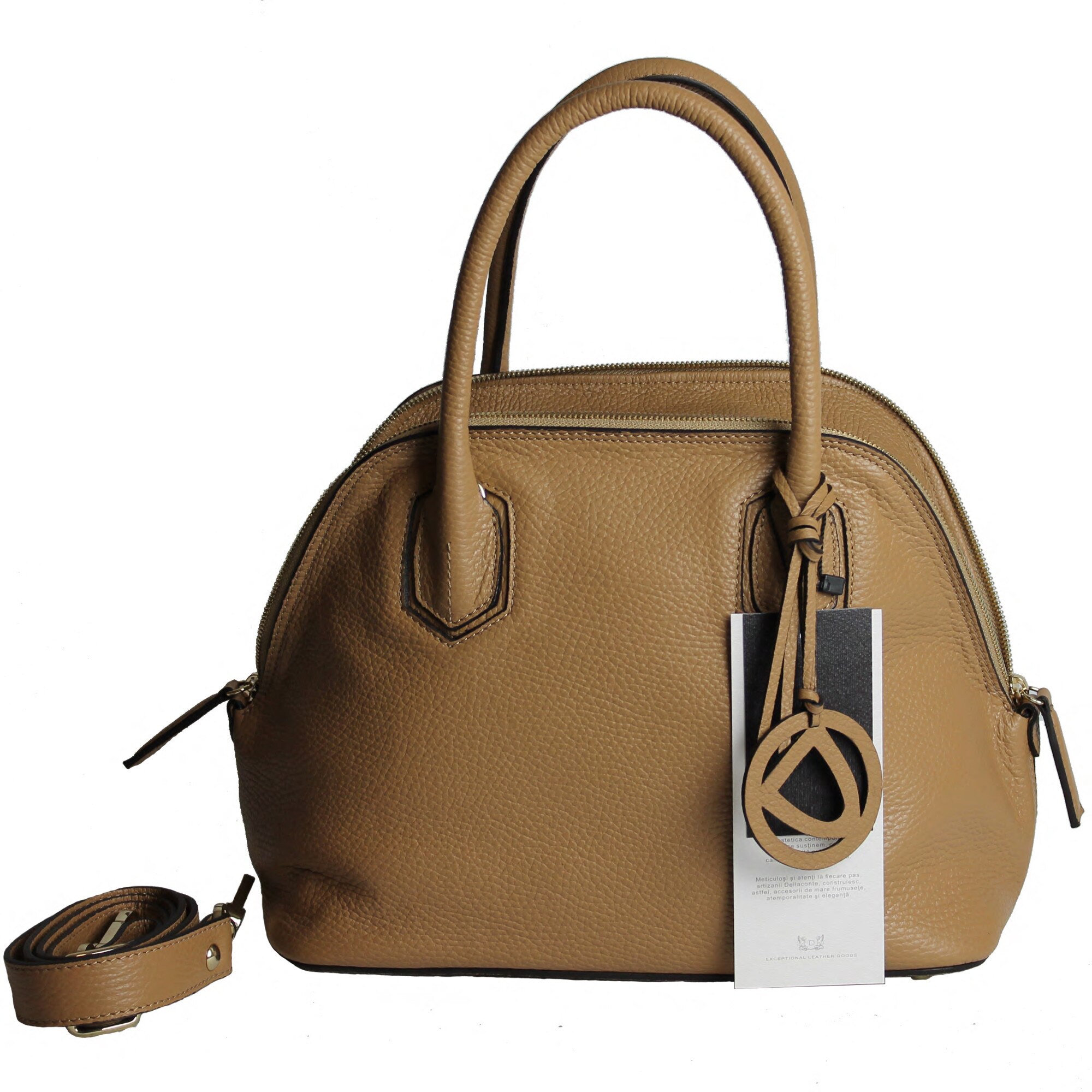 Geanta dama piele naturala, Dellaconte, Maro Camel 6757