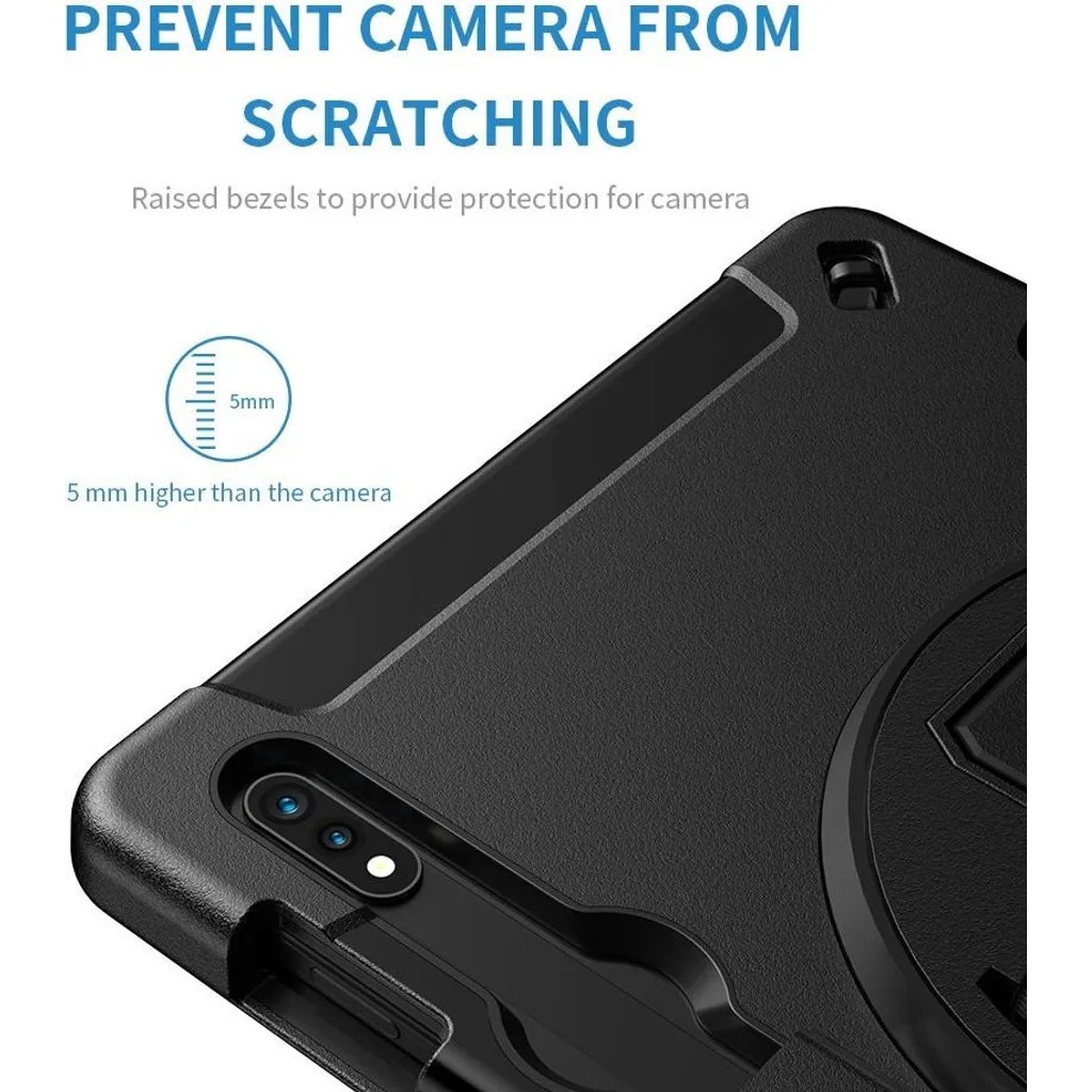 Husa pentru Samsung Galaxy Tab S7 FE K0345-0808-KFCJ-xw212, rezistenta, cu suport rotativ, maner si curea de umar, negru