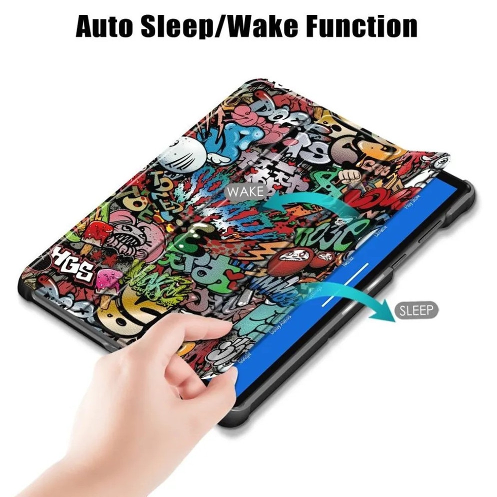 Husa pentru Lenovo Tab M10 FHD Plus K0345-0808-KFCJ-xw610, cu suport tri-fold si functie sleep/wake, Multicolor