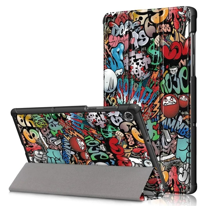 Husa pentru Lenovo Tab M10 FHD Plus K0345-0808-KFCJ-xw610, cu suport tri-fold si functie sleep/wake, Multicolor