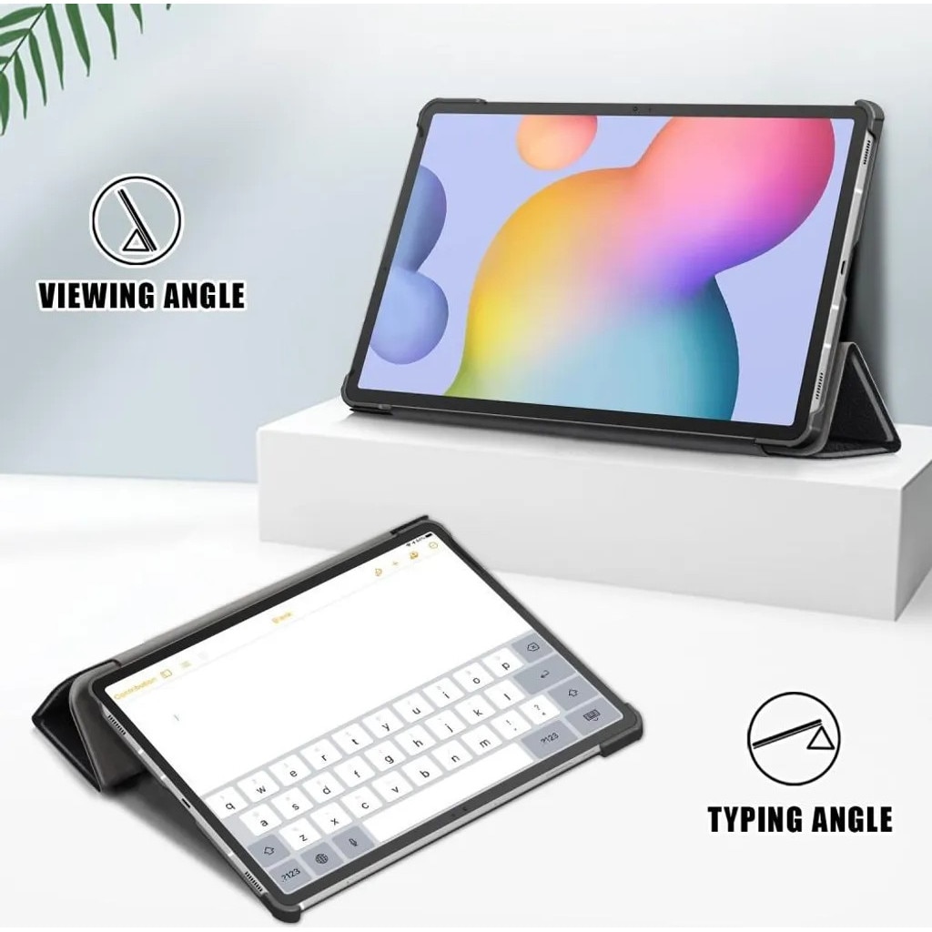 Husa tri-fold pentru Samsung Galaxy Tab S7 FE/S7 Plus/S8 Plus, cu functie auto sleep/wake si suport, negru, model K0345-0808-KFCJ-xw703