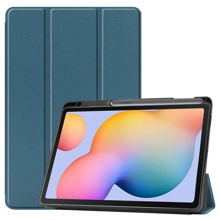 Husa tri-fold pentru Samsung Galaxy Tab S6 Lite K0345-0808-KFCJ-xw606, suport tip stand, functie sleep/wake, verde