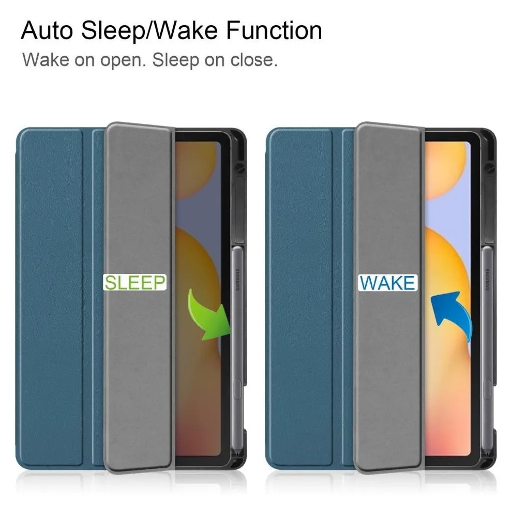 Husa tri-fold pentru Samsung Galaxy Tab S6 Lite K0345-0808-KFCJ-xw606, suport tip stand, functie sleep/wake, verde