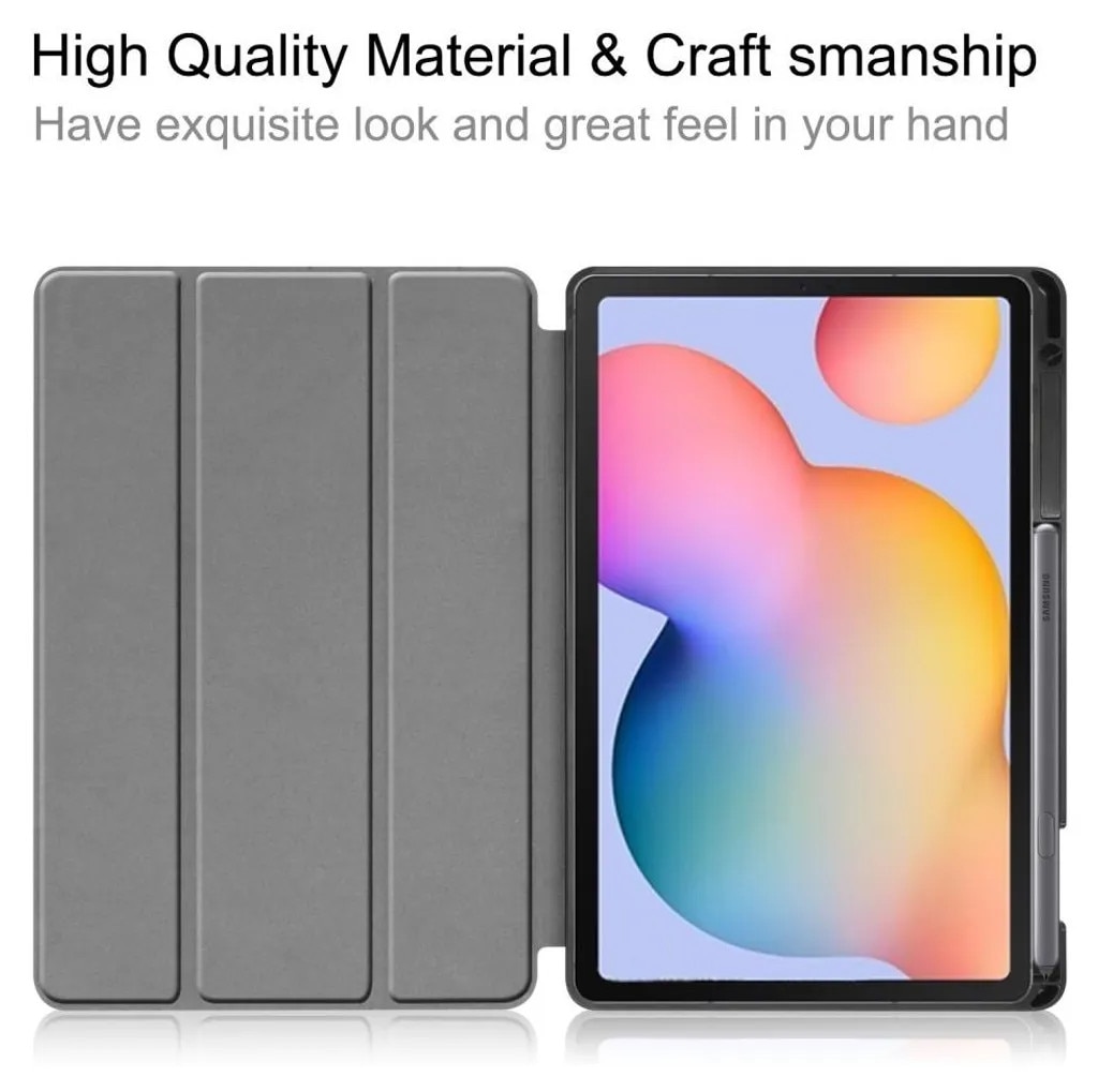 Husa tri-fold pentru Samsung Galaxy Tab S6 Lite K0345-0808-KFCJ-xw606, suport tip stand, functie sleep/wake, verde