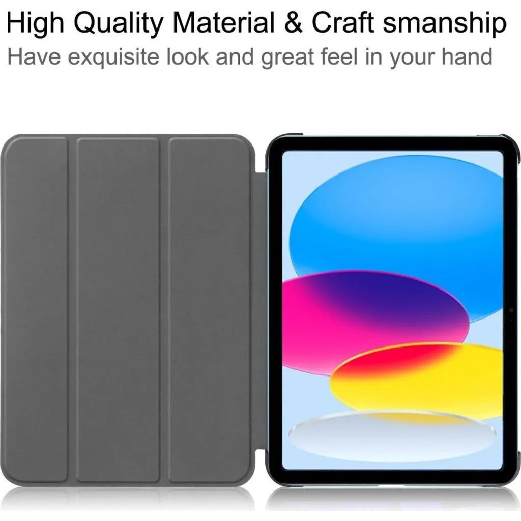 Husa tri-fold pentru iPad 10.9 (2022) si iPad (2025), functie sleep/wake si suport stand pliabil, albastru deschis, K0345-0808-KFCJ-xw1350