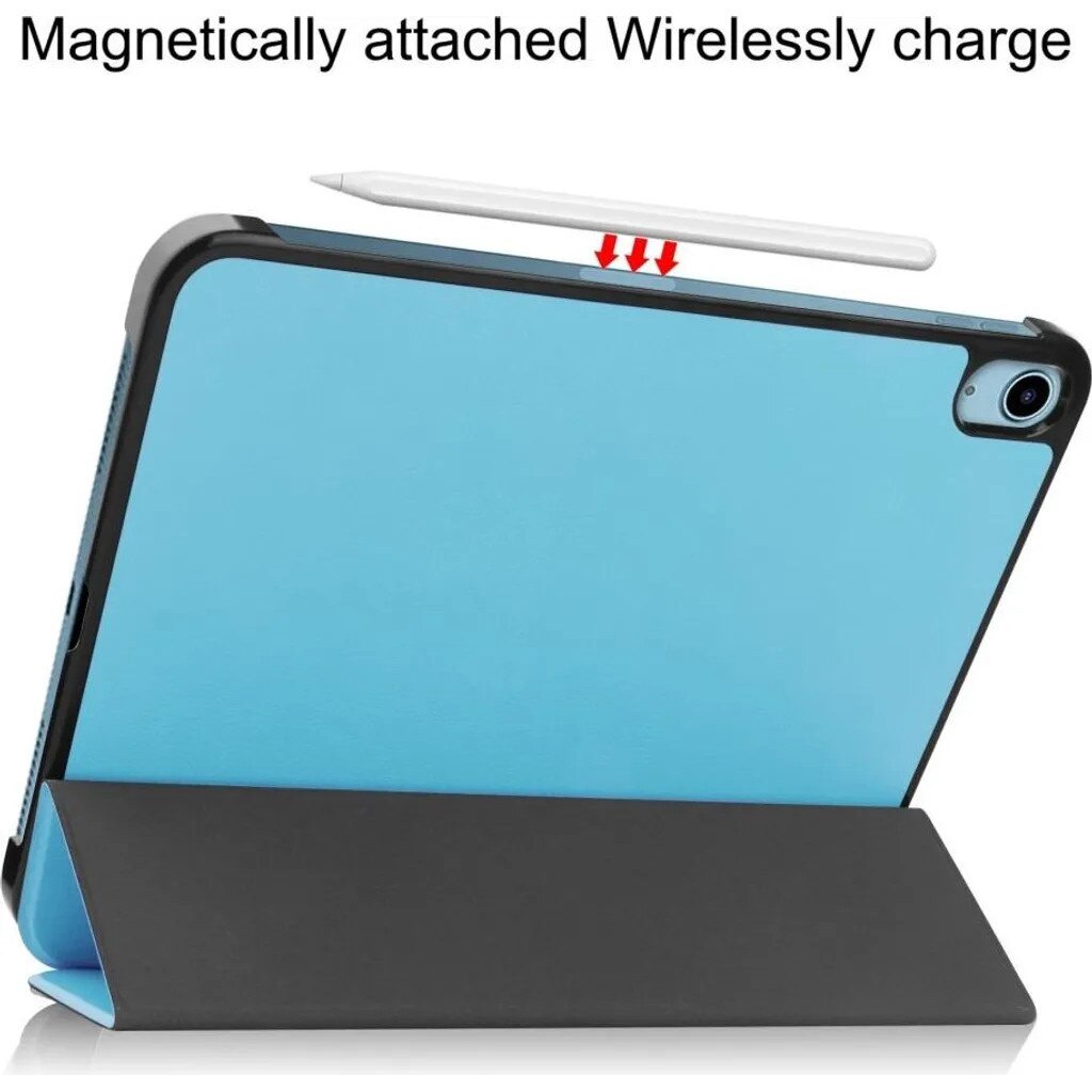 Husa tri-fold pentru iPad 10.9 (2022) si iPad (2025), functie sleep/wake si suport stand pliabil, albastru deschis, K0345-0808-KFCJ-xw1350
