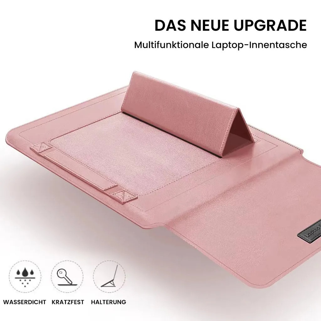 Husa laptop K0345-0808-KFCJ-xw7359 cu suport pliabil, compatibila 13/14 inch (34 x 25 cm), roz