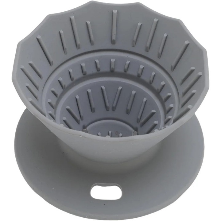 Filtru de cafea (dripper) K0345-0808-KFCJ-xw11468, din silicon alimentar reutilizabil, portabil pentru o portie, gri