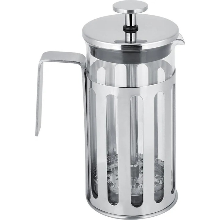 French press K0345-0808-KFCJ-xw12034 din otel inoxidabil si sticla, argintiu/transparent, 350 ml