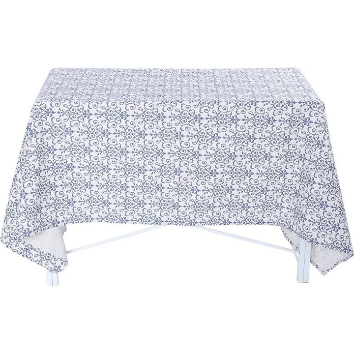 Téglalap alakú asztalterítő K0345-0808-KFCJ-xw12685, porcelán mintás, fehér/kék, 140 x 100 cm