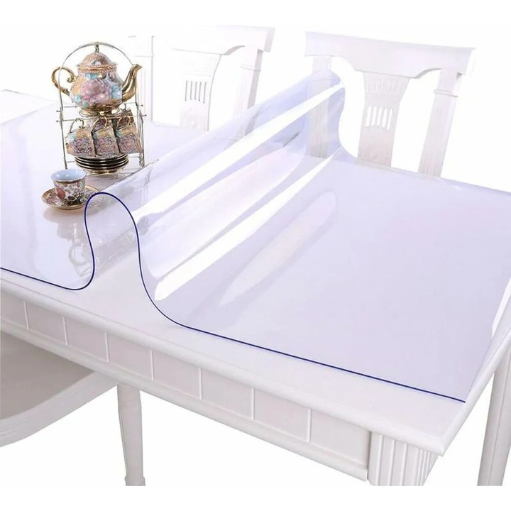 PVC asztalterítő K0345-0808-KFCJ-xw14105, átlátszó, 1 mm vastag, 70 x 120 cm, vízálló és 80 °C-ig hőálló, könnyen tisztítható és vágható