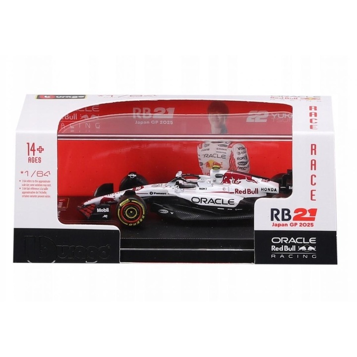 Bburago RB21 Oracle Red Bull Racing Japan GP 2025 Yuki Tsunoda gyűjthető F1 modell, 1:64, többszínű, kód 795222