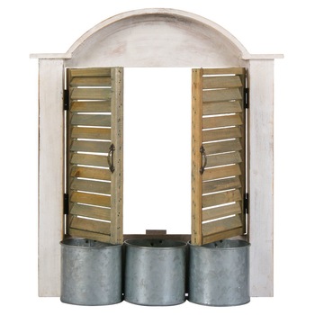Suport decorativ pentru ghivece, de metal, in forma de fereastra lemn - 43 x 11 x 50 cm Suport decorativ pentru ghivece, de metal, in forma de fereastra lemn - 43 x 11 x 50 cm