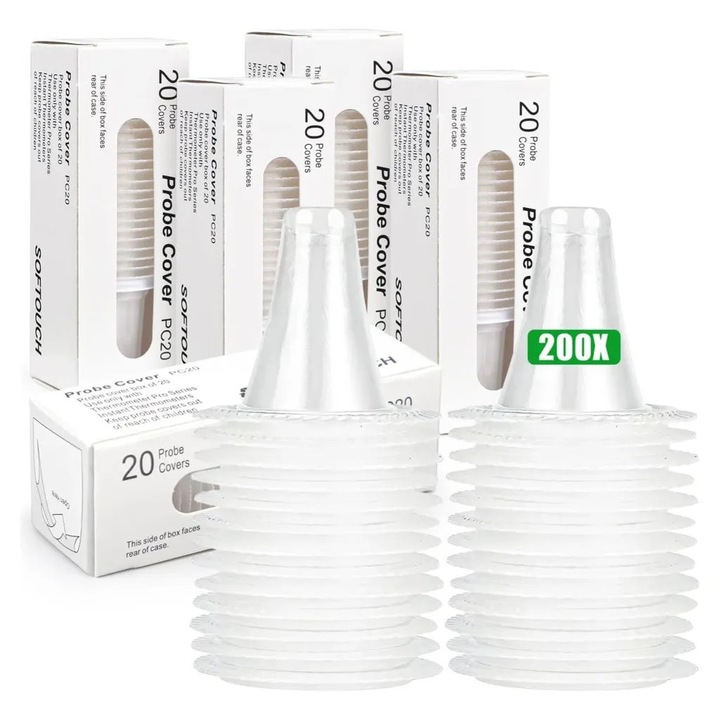 Védőkupakok fülhőmérő szondához, Braun készülékekkel kompatibilis, extra vékony membrán, BPA-mentes, átlátszó, 200 db