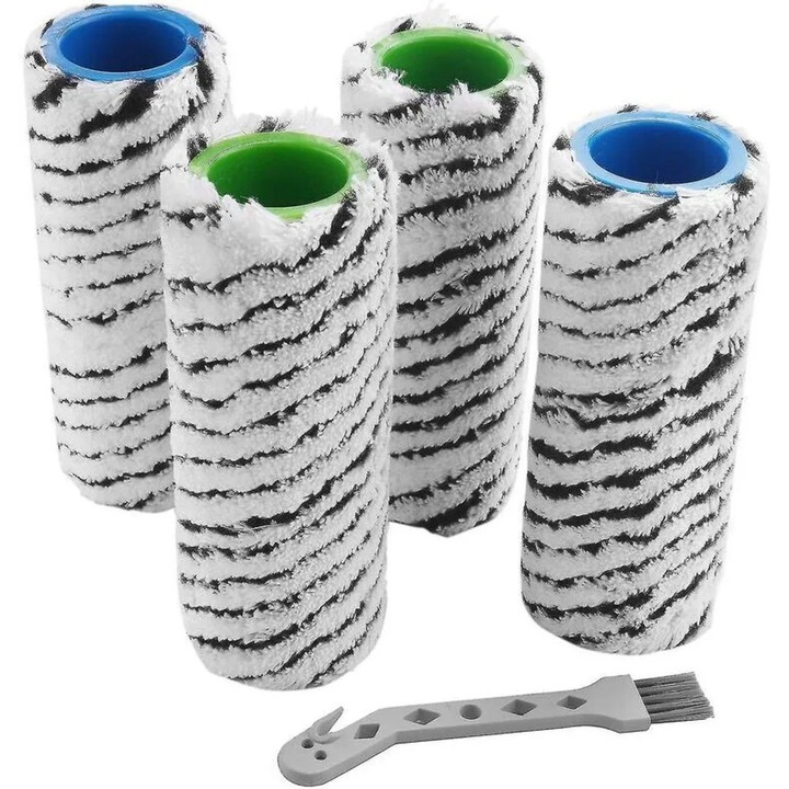 Perii role de schimb pentru Karcher FC5/FC7 K0345-0808-KFCJ-xw19239, microfibra, alb/negru, set 4 buc