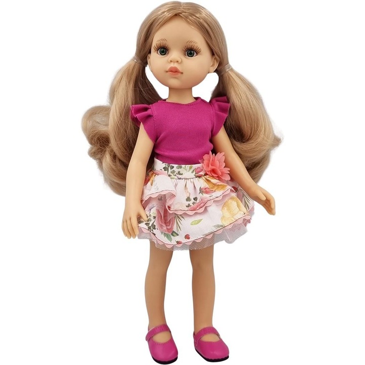 Papusa Paola Reina 32 cm din vinil, rochie florala, multicolor, model 798861