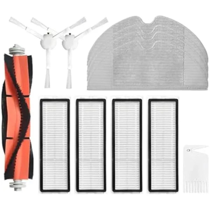 Set consumabile si piese de schimb pentru aspirator robot, perie principala din cauciuc, 2 perii laterale, 4 filtre HEPA, 4 lavete din microfibra, multicolor, compatibil cu Xiaowa E352 / Xiaomi Mi Robot Vacuum‑Mop STYJ01ZHM / Mijia 1C/2C/1T / Dreame F9