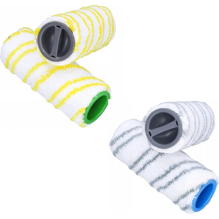 Set 4 role de inlocuire pentru mop electric Karcher FC7/FC5/FC3/FC3D, 2x galben + 2x gri, cod K0345-0808-KFCJ-xw27001