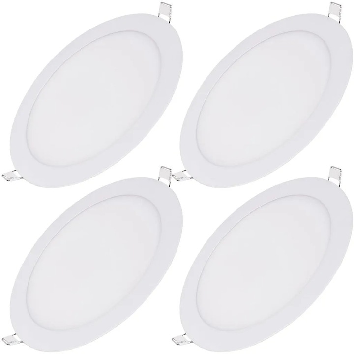 Комплект от 4 вградени LED спота K0345-0808-KFCJ-xw27966, ултратънки, 4 W, 6500K (студено бяло), 320 lm, O11 cm, височина 1 cm, CRI>80