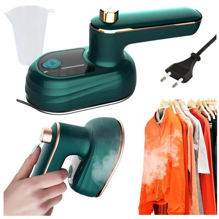 Fier de calcat cu abur portabil K0345-0808-KFCJ-xw26082, 38 W, rezervor 50 ml, verde