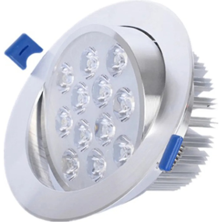 Вграден LED спот K0345-0808-KFCJ-xw27830, 12W, 1.200–1.400 lm, естествено бял, алуминий, AC85-265V, недимируем, диаметър на отвора 120 мм, външен диаметър 135 мм