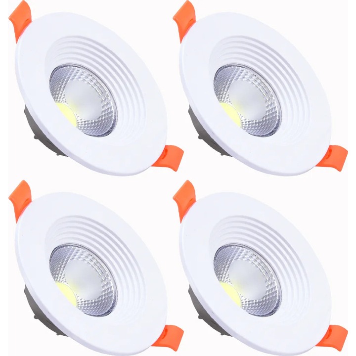 LED луничка за вграждане K0345-0808-KFCJ-xw27988, 7W COB, студена светлина, бял, комплект от 4 бр.